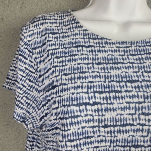 J Jill Pure Jill Tunic Tee Top Womens M Blue White Linen Blend Asymmetric Hem - Picture 5 of 16
